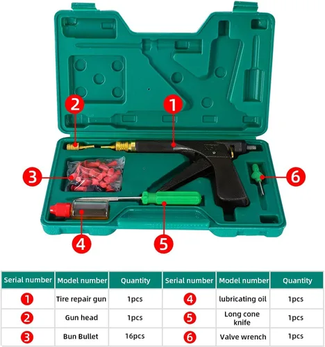 Vista 5 de Kit de reparación de neumáticos, kit de tapones de neumáticos profesional resistente, kit de reparación de tapones de neumáticos sin cámara de lujo