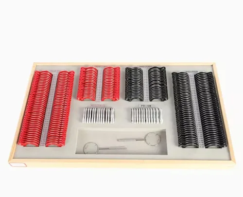 Vista 4 de Juego de lentes de prueba de 266 piezas, optometría de borde de plástico, caja de aluminio para instrumento óptico
