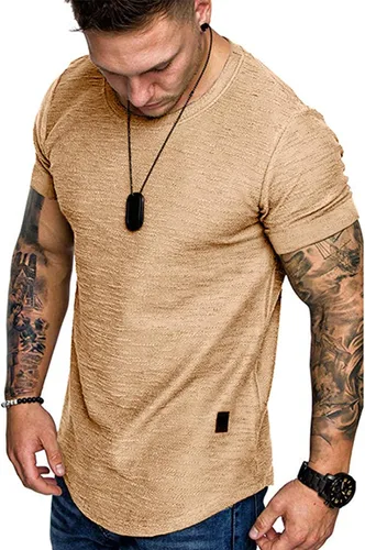 Vista 32 de Camiseta de Moda para Hombre, Camiseta Muscular de Gimnasio, Entrenamiento, Camiseta Atlética de Algodón, Camiseta Superior 240-azul