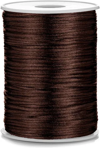 Vista 12 de Cable de nailon satinado de 0.079 in x 100 yardas, cola de ratón, nudo chino, cable Kumihimo (negro)