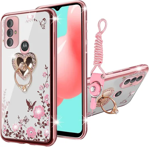 Vista 10 de Funda para Moto g Pure para teléfono, Moto g Power 2022, funda Moto G Play 2023 para mujer, galvanoplastia, estética de lujo, moderna, bonita, Negro