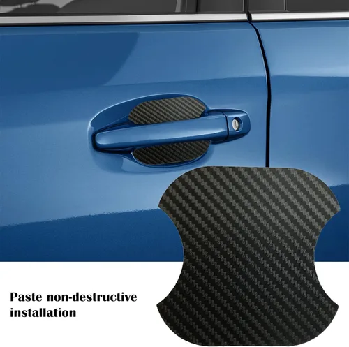 Vista 4 de kingsea 4 protectores contra arañazos para manija de puerta de automóvil, textura magnética extraíble de fibra de carbono 3D, textura de fibra