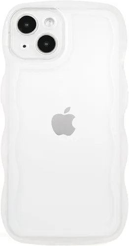 Vista 64 de SKYLMW Funda compatible con iPhone 12 Pro, diseño de ondas rizadas kawaii, borde chapado de lujo, elegante parte trasera transparente brillante, TPU