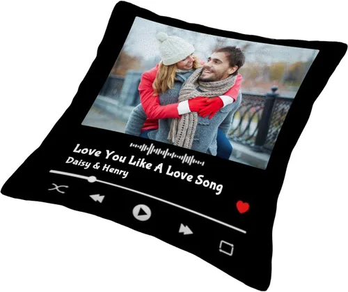 Vista 3 de Custom Pillows with Picture Name Personalized Throw Pillow Cover with Photos Text - Gifts for Couple Family Christmas Valentine's Day Birthday