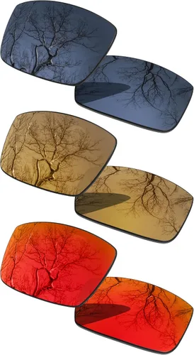 Vista 30 de 3 Pair Polarized Replacement Lenses for Oakley Gascan OO9014 Pack Cromo negro y plateado y oro de 24 quilates