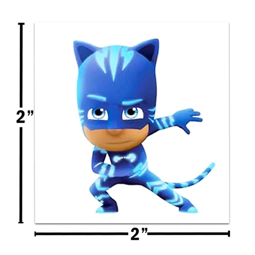 Vista 2 de PJ Masks - Tatuajes para fiestas infantiles, paquete de 72 tatuajes individuales Máscaras de pijama precortadas de 2 pulgadas para niños y niñas a