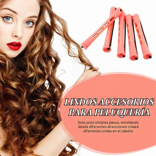 Vista 7 de WILLBOND 48 piezas de varillas de plástico rosa permanente larga variedad para el cabello Perm Rods Hair Curling Roller Accesorios para mujeres