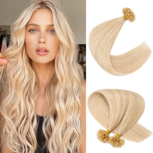 Vista 15 de Extensiones de cabello humano con punta en U, con queratina de fusión caliente, extensiones de cabello humano real, extensiones de cabello Remy