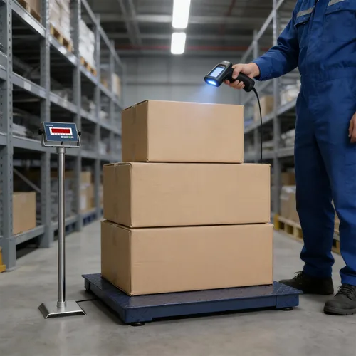Vista 7 de Báscula de suelo resistente de 24 x 24 pulgadas, pesaje de precisión de palés con indicador digital para envío de almacén