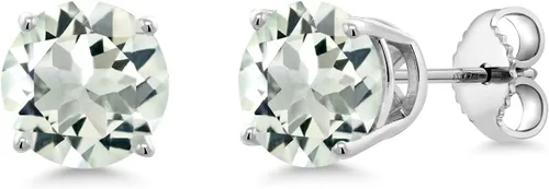 Vista 13 de Gem Stone King Aretes de plata de ley 925 con piedra natal redonda de 0.276 in para mujer