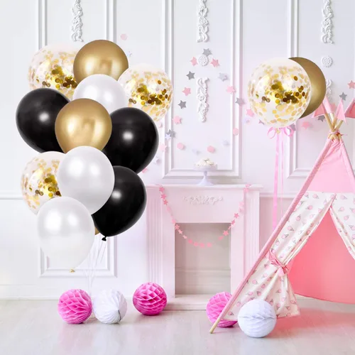 Vista 5 de Globos de látex negro de 12 pulgadas, 60 globos gruesos para decoraciones de fiestas (12 pulgadas negro)