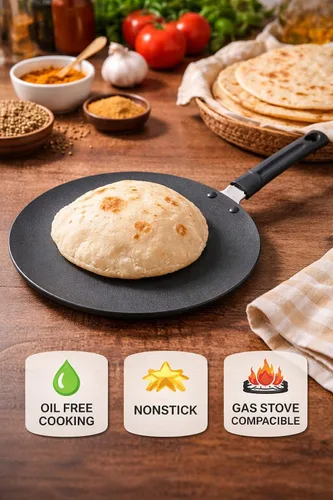 Vista 8 de Roti Pan antiadherente Chapati Tawa Roti Tawa Paratha Tawa Panel de aluminio Grosor 2,6 MM Tortilla Pan Dosa Tava Plancha Pancake