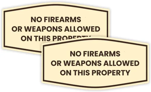 Vista 24 de Fancy No Firearms or Weapons On This Property Sign (Negro/Plata) - Mediano