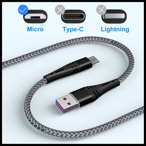Vista 8 de Cable micro USB, paquete de 3 cables de carga Android, cargador rápido micro USB trenzado de nailon de 6 pies para Samsung Galaxy S6 S7 Edge, Moto