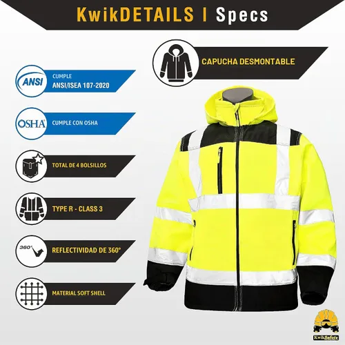 Vista 5 de KwikSafety - Charlotte, NC - Chaqueta de seguridad Softshell AGENT & GALAXY [Diseño Base y Edición Limitada] Clase 3 ANSI Testada OSHA