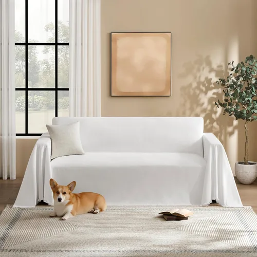 Vista 15 de Funda de sofá modular para perros, lavable para sofá de 2 cojines, funda de felpilla para sofá seccional, protector de muebles multiusos para niños