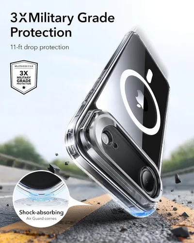 Vista 5 de ESR Funda para iPhone Air con soporte de almacenamiento, compatible con MagSafe, protección contra caídas de grado militar, funda magnética