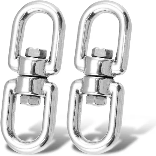 Vista 8 de AMYSPORTS Anillo de ojo giratorio de acero inoxidable pesado Conector de ojo giratorio de doble extremo ojo giratorio marino SUS316 Loop Dia 0.197
