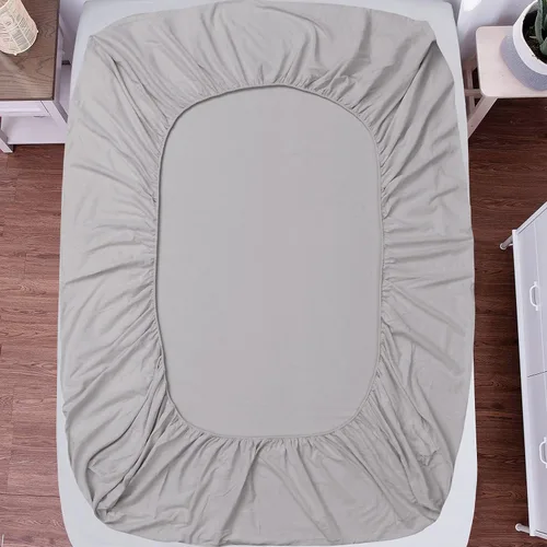 Vista 3 de Sleepdown Juego de sábanas de franela de algodón 100 % de 160 GSM - Gris escarcha, individual