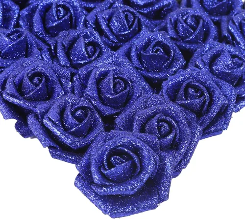 Vista 27 de IPOPU Rosas Negras con Purpurina, 50 PIEZAS Rosas Falsas con Purpurina Flores para Manualidades DIY Ramo de Boda Decoración de Casa y Fiesta (Negro)