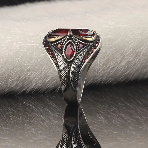 Vista 3 de Anillo de plata de ley 925 para hombre, joyería de piedra de circón, regalo vintage, ónix, Aqeq, para hombre, todos los tamaños