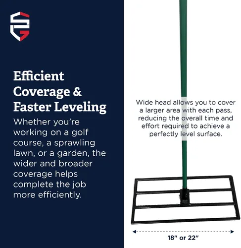 Vista 2 de Standard Golf Levelawn Tool - Rastrillo de nivelación de césped de 18 pulgadas con mango de 48 pulgadas Nivela campos de golf, césped y jardines