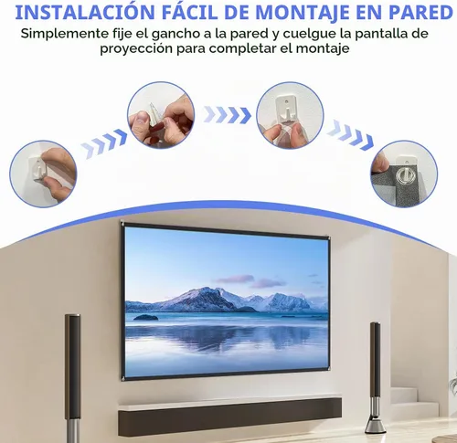 Vista 4 de WASJOYE Pantalla Proiector de 80 pulgadas con soporte, pantalla de proiector portátil HD 16:9 4K, pantalla de proyector interior de 1.2 ganancia