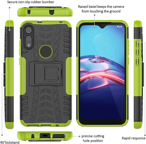 Vista 3 de Funda para teléfono Moto E, Motorola e con protector de pantalla HD, protector de silicona a prueba de golpes con función atril para Moto E (2020)