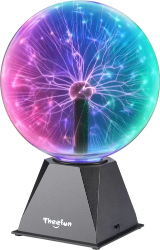 Vista 9 de Theefun Bola de plasma azul: globo de plasma enorme de 8 pulgadas, regalos de cumpleaños, lámpara de bola de plasma sensible al tacto y al sonido