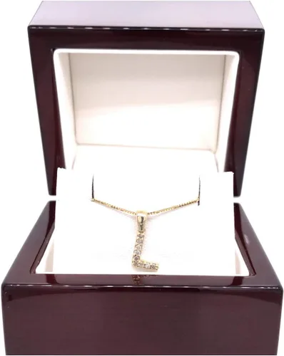 Vista 66 de Collar colgante con letra inicial de diamantes en oro amarillo de 14k (1/10 quilates) 18 pulgadas