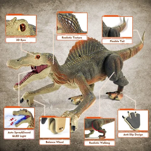 Vista 2 de Mini Tudou Control remoto dinosaurio luz persiguiendo spinosaurus juguetes