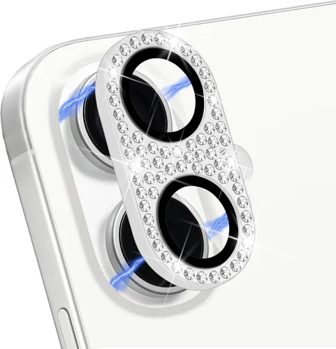 Vista 56 de Protector de lente de cámara para iPhone 13 & iPhone 13 Mini, brillante con diamantes de imitación 3D con purpurina, cubierta de cámara de vidrio