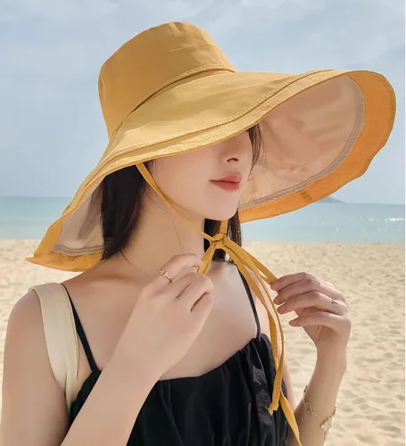 Vista 25 de Sombrero de sol de ala súper ancha para mujer, de algodón, plegable, reversible, con borde con cable, protección UV, verano, playa, viajes, jardín
