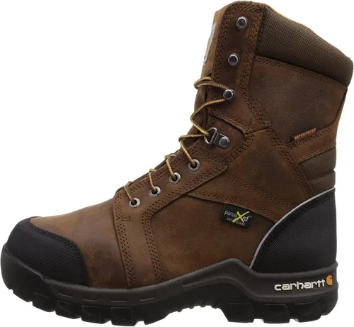 Vista 8 de Carhartt Botas de trabajo para hombre impermeables con punta compuesta para metatarsianos internos de 8 pulgadas CMF8720 Marrón
