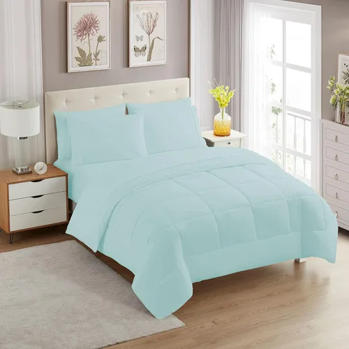 Vista 120 de Sweet Home Collection Juego de edredón de 7 piezas de color sólido para todas las estaciones, manta alternativa de plumón suave y lujosas sábanas