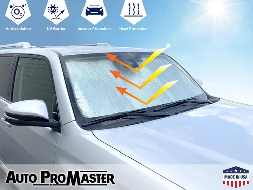Vista 3 de Parasol para parabrisas delantero de ajuste personalizado para Chrysler Town Country Minivan 2008 2009 2010 2011 2012 2013 2014 2015 2016 2017 2018