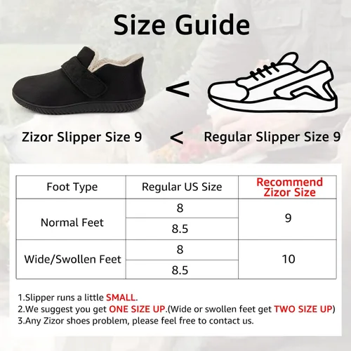 Vista 6 de Zizor Mens Slipper, Velcro House Shoes for Diabetic, Men Gifts, Memory Foam, Indoor Outdoor, Winter Ankle Pantuflas with Rubber Sole