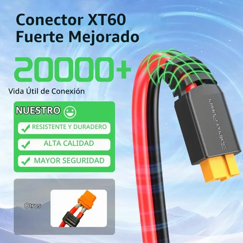 Vista 3 de Bateria Power Cable de extensión de carga solar a XT60 10AWG 2 pies conector solar a XT60 Cable adaptador para panel solar a batería LiFePO4 RV