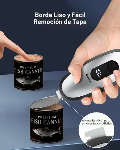 Vista 6 de Canslab Abrelatas eléctrico recargable IRON: fácil almacenamiento de montaje en pared, parada automática inteligente y pista de batería LED