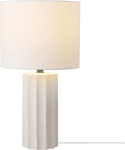 Vista 3 de GLOBE Electric 65922 - Lámpara de mesa de 20 pulgadas, acabado de hormigón acanalado, pantalla de lino blanco