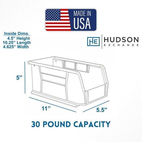 Vista 6 de HE HUDSON EXCHANGE Cubo de almacenamiento apilable de plástico de 11" x 5.5" x 5", amarillo