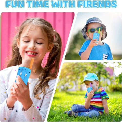 Vista 6 de Juguetes para niños o niñas de 4 a 12 años, paquete de 3 Walkie Talkies para exteriores y interiores, rango de 1.9 mi, 22 canales, radio de 2 vías