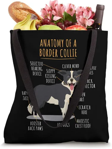 Vista 4 de Funny Anatomy Of A Border Collie Intelligent Dog Breed Bolsa de mano