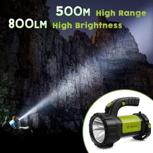 Vista 3 de Linterna de camping recargable, 2 paquetes con la misma linterna LED de foco con 800 lúmenes, batería de 3600 mAh, luz de camping brillante portátil