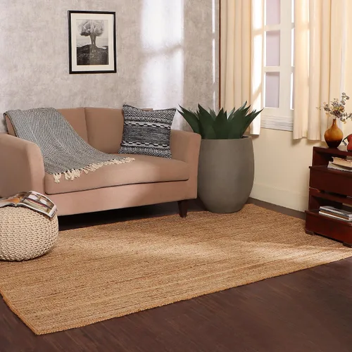 Vista 14 de RedEarth · Alfombra rectangular - 2'x3' de yute natural trenzada con respaldo antideslizante - Alfombra boho tejida a mano para dormitorio, cocina