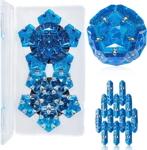 Vista 10 de LAFFTRAK - Esfera magnética antiestrés con imanes, juguetes sensoriales - Verde brillante cristalino; juego de 12 piezas - Creatividad más allá