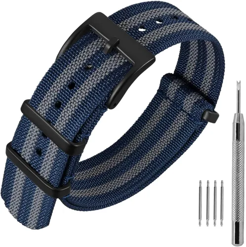 Vista 11 de ANNEFIT - Correa de reloj de nailon de 16mm 18mm 20mm 22mm, correas de reloj militares impermeables de una pieza con hebilla resistente