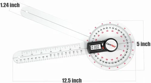 Vista 5 de GemRed Goniómetro digital de 12" para medición de ROM de rango de movimiento conjunto (nueva versión GR311)