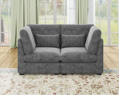 Vista 31 de Sofá Modular de Tamaño Grande, Sofá Seccional de Chenilla Cloud Extra Profundo con Chaise Otomana, Sofá Cama de Chenilla Esponjosa de 5 Asientos