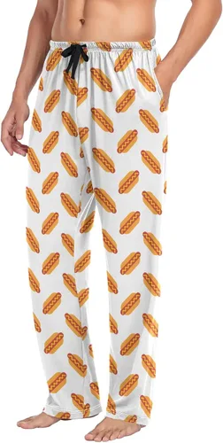Vista 4 de Pantalones de pijama para hombre, pantalones de pijama de dinosaurio de dibujos animados con bolsillos, pantalones de descanso para dormir